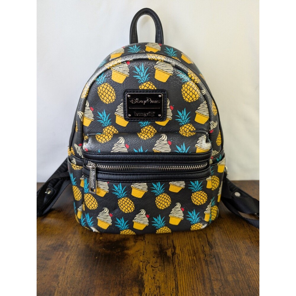 Disney Parks Loungefly Dole Whip Pineapple Swirl Mini Black Backpack Bag, RARE